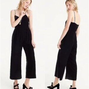 J Crew Black Velvet Wide Leg Jumpsuit‎ sz 00 Sleeveless Cocktail Holiday Party